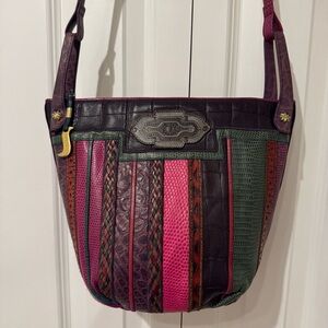 Vintage Sharif Patchwork Exotic & Embossed
Leather Shoulder Bag | Made in USA